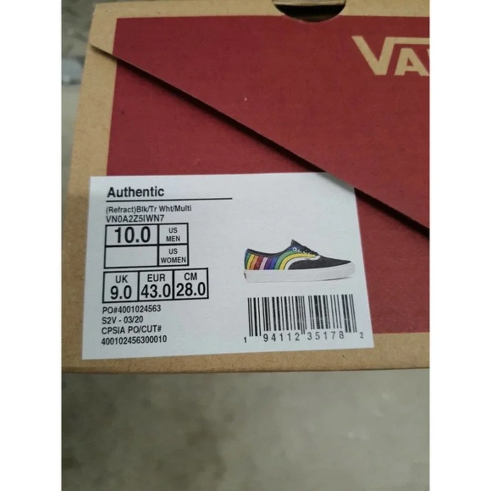 VANS Refract Authentic Rainbow Skate Shoe Mens Size 10/‎ Womens 11.5